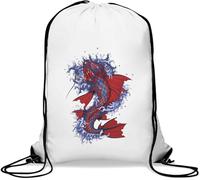 Butterfly Koi Fish Red And Blue Water Splash Gym Sack Casual Drawstring Bag White