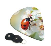 Butterfly Ladybug Flower 6 Pack Guitar Picks With Holder, Personalized Guitar Plectrums Non-Slip Portable Ukulele Bass Picks 0.71mm For Acoustic Guitar Lovers Gifts