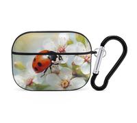 Butterfly Ladybug Flower AirPod Pro Case, Anti Scratch Hard PC Cover with Keychain, AirPod Pro 2nd/1st Case Accessories for Women Men, Black-Style
