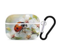 Butterfly Ladybug Flower AirPod Pro Case, Anti Scratch Hard PC Cover with Keychain, AirPod Pro 2nd/1st Case Accessories for Women Men, White-Style