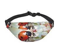 Butterfly ladybug Flower Fanny Pack for Men Women Crossbody Waist Bag Everywhere Belt Bag Wallet Hip Bum Bag with Adjustable Strap Casual Chest Bag for Outdoor Hiking Cycling, Black, One Size