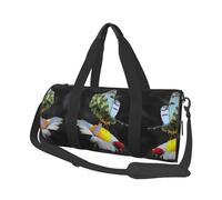 Butterfly Ladybug Flower Print Round Duffel Bag, Canvas Overnight Travel Tote Bag, Waterproof and Tear-Resistant.Foldable Weekend Travel Bag