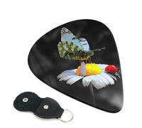 Butterfly Ladybug Flower Printed Guitar Picks 6 Pcs Guitar Plectrum Acoustic Electric Guitar Pick For Bass Electric Acoustic Guitars Ukulele Thin Medium Thick Set 0.96mm