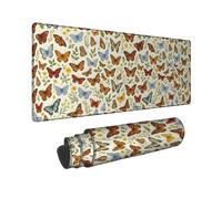 Butterfly Large Mouse Pad, Nature Vintage Flower Leaf Spring Orange Rubber Non Slip Aesthetic Long Keyboard Mat Desk Accessories for Gaming Computer Laptop 16x36 Inch