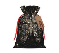 (butterfly) Large Reusable Burlap Pouches Rustic Wedding Favor Xmas Bags Drawstring Gift Sacks Bulk Party. M Size