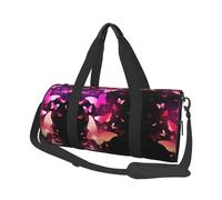 Butterfly Large Round Travel Duffle Bag, Full-Print Canvas Weekender with Padded Lining, Multiple Pockets,Detachable Shoulder Strap and Soft Leather Handles