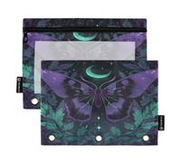 Butterfly Leaves Moon Stars Pencil Pouch 3-Ring Binder Clear Pencil Case