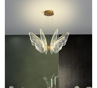Butterfly LED Chandelier for Dining room,6/8/10 Lights Acrylic Ceiling Light,120cm Adjustable Height,3 Color Temperature Indoor Decor Ceiling Lamp(10 lights 60W, Gold)