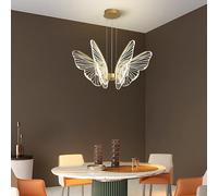 Butterfly LED Chandelier for Dining room,6/8/10 Lights Acrylic Ceiling Light,120cm Adjustable Height,3 Color Temperature Indoor Decor Ceiling Lamp(10 lights 60W, Gold)