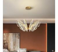 Butterfly LED Chandelier for Dining room,6/8/10 Lights Acrylic Ceiling Light,120cm Adjustable Height,3 Color Temperature Indoor Decor Ceiling Lamp(10 lights 60W, Gold)