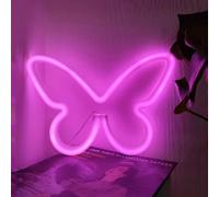 Butterfly LED Neon Signs Butterfly Wall Decor Night Light Battery Powered Butterfly Neon Suitable for Living Room Kids Bedroom Girls Home Christmas Party Decoration, USB Operated Reusable( Pink)
