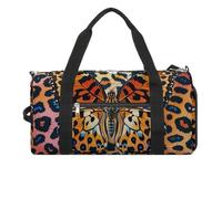 Butterfly Leopard Print Gym Bag for Men Women, Waterproof Gym Tote Bags, Large Duffel Bag for Travel Workout