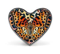 Butterfly Leopard Print Lapel Pin Heart Shaped Brooch for Women Men, Metal Badge with Smooth Edges, Fashion Accessory for Jackets, Denim, Gifts