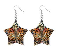 Butterfly Leopard Print Wooden Earrings for Women, Vintage Elegant Wood Jewelry, Lightweight Earrings for Wedding, Party, Everyday Jewelry Gift, Love, Wood, wood