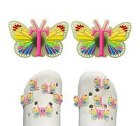 Butterfly Letter Shoe Charms for Clog Sandals, 2Pcs Cute Shoe Decoration Charms for Women, DIY Decoration Charms for Clogs, Holey Shoes, Bracelet Wristband,Party Gift for Girls, Teens., Fluorescent-T
