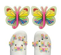 Butterfly Letter Shoe Charms for Clog Sandals, 2Pcs Cute Shoe Decoration Charms for Women, DIY Decoration Charms for Clogs, Holey Shoes, Bracelet Wristband,Party Gift for Girls, Teens., Fluorescent-J