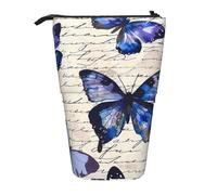 Butterfly Letter Standing Pencil Case Vintage Paper Pen Pouch Holder Telescopic Pencil Bag Pop Up Cosmetics Bag Stationery Organizer for School Office Travel