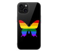 Butterfly LGBT Pride Cell Phone Case Compatible with iPhone 15/15 Plus/15 Pro/15 Pro Max Glass Back Protective Shell