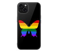 Butterfly LGBT Pride Cell Phone Case Compatible with iPhone 15/15 Plus/15 Pro/15 Pro Max Glass Back Protective Shell