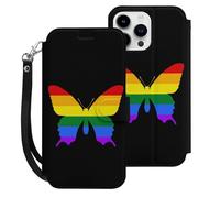 Butterfly LGBT Pride Cell Phone Front Flip Case Compatible with iPhone 15/15 Plus/15 Pro/15 Pro Max Soft Protective Shell