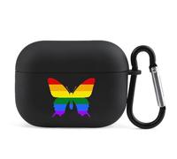 Butterfly LGBT Pride Compatible with Airpod Pro Case TPU Scratch-Resistant Drop-Proof Protective Cover with Keychain