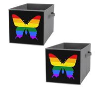 Butterfly LGBT Pride Cube Storage Bin Foldable Oxford Cloth Open Storage Basket with Handles for Closet Shelf