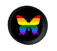 Butterfly LGBT Pride Spare Tire Cover Waterproof Leather Adjustable Foldable Wheel Protector