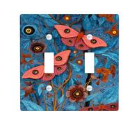 Butterfly Light Switch Cover Plate/Outlet Covers, Blue Floral Design for Home Decor, Thermoplastic Wall Plates, Standard Size Double Toggle