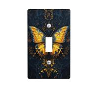 Butterfly Light Switch Cover Plate/Outlet Covers, Yellow and Blue Monarch Design for Home Décor, Thermoplastic Wall Plates, Standard Size Single Toggle