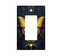Butterfly Light Switch Cover Plate/Outlet Covers, Yellow and Blue Monarch Design for Home Décor, Thermoplastic Wall Plates, Standard Size Single Rocker