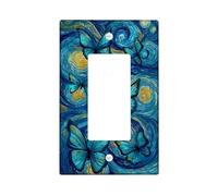 Butterfly Light Switch Cover Plates/Outlet Covers, Turquoise Blue Artistic Design for Home Decor, Thermoplastic Wall Plates, Standard Size Single Rocker
