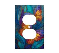 Butterfly Light Switch Cover Plates/Outlet Covers, Vibrant Blue and Orange Design for Spring Decor, Thermoplastic Wall Plates, Standard Size Single Duplex Outlet