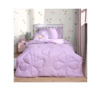 (Butterfly Lilac, Single) OHS Coverless Quilted Duvet with Pillowcase Set Soft Fleece Teddy Sherpa Cable Knit 7.5/10.5 TOG All Year Round Summer Winter Camping