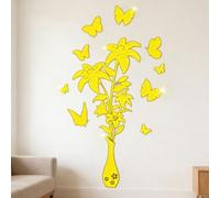 Butterfly Lily Pattern PVC Wall Sticker with Premium Hot Stamped Foil Finish for Modern Residential and Commercial Interiors