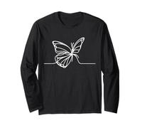 Butterfly Line Art Drawing Nature Illustration Long Sleeve T-Shirt