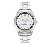 Butterfly Lotus Flower Men's Casual Watch with Stainless Steel Strap Alloy Quartz Wrist Watches