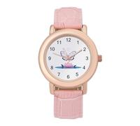 Butterfly Lotus Flower Womens Elegant Watch Analogue Quartz Watch Leather Band Wristwatch