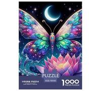 Butterfly, Lotus, Moon And Stars Jigsaw Puzzles Puzzle for Adults Kids. 1000 Pieces Whimsical Challenge Toy Educational Games Home Decoration for Educational Games Gifts 70x50cm/1000pcs