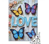 Butterfly Love Puzzle 1000Pc Recycled Paper for Women Gifts for Men Jigsaw Rustic DecorPuzzles Impossible Challenging Home Activity Celebration Gifts 38x26cm/1000pcs