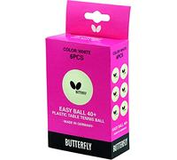 Butterfly Made in Germany Easy Ball 40+ White Plastic Table Tennis Ping Pong Balls (6 balls)