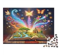 Butterfly Magic Book 1000 Piece Jigsaw Puzzle Rainbow Fairy Book Premium Cardboard Gift for Mom/dad Anxiety Relief 52x38cm/1000pcs