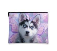 Butterfly Makeup Bag, Violet Butterfly Floral Cosmetic Travel Pouch for Women, Portable Small Canvas Zipper Organizer, Gifts for Her, Spring Summer Festival Toiletry Bag, Violet, 7x9 Inch, Butterfly