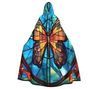 Butterfly Mandala Ethnic Flower Hooded Cloak For Men Women, Halloween Hooded Capes With Hood & Neck Tie, Long Adult Halloween Cloaks Witch Wizard Costume Cosplay Capes For Halloween Cosplay
