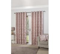 Emma Barclay Butterfly Meadow Eyelet Curtains - Lined Light Filtering Floral Leaf & Butterfly Ring Top Curtains for Bedroom & Living Room (Blush Pink, W 66" x L 72" (2 Panels))