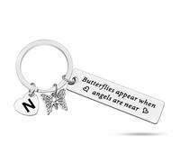 Butterfly Memorial Keyring Sympathy Gifts Memorial Gift for Loss of a Loved 1 Remembrance Gift Bereavement Jewelry Gift For Loss Of Infant Loss of Sister Sympathy Gifts Letter N Keyrings for Women