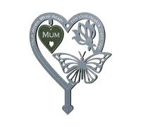 Butterfly Memorial Stake Remembrance -ue,Heart Shape Pla-que Ornament Metal Stake Garden Memorial Pla-que Weatherproof Butterfly Ornament For Memorial Mom, Dad, Best Friend, Husband