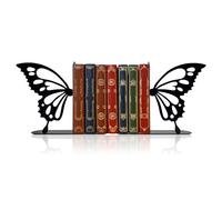 Butterfly Metal Bookends Cute Butterfly Book Ends for Shelves Bookshelf Decorative Objects Home Office Desk Bookshelf Decor Gifts for Family (Black)