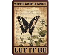 Butterfly Metal Signs Whisper Words Of Wisdom Let It Be Tin Sign For Garden Backyard Patio Outdoor Wall Decor 12x16inches