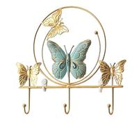 Butterfly Metal Wall with 3 Hooks Creative Butterfly Iron Wall Art Rack Hangers,Butterfly Coat Hanger for Bathroom Shower Kitchen Keys (Butterfly)