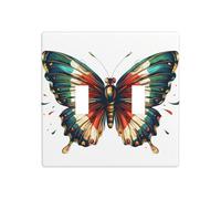 Butterfly Mexican Flag Wings Double Gang Toggle Light Cover Wall Plate Switch Decor Standard Size - 11.4x11.4cm